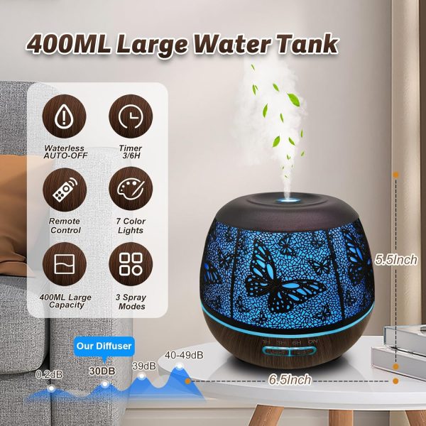 Diffusers for Essential Oils Large Room 400ml,Essential Oil Diffuser for Home with R/C,Cool Mist Humidifiers for Bedroom,7 Colors Changed & 3 Mist Mode Waterless Auto Off for Office - Image 13