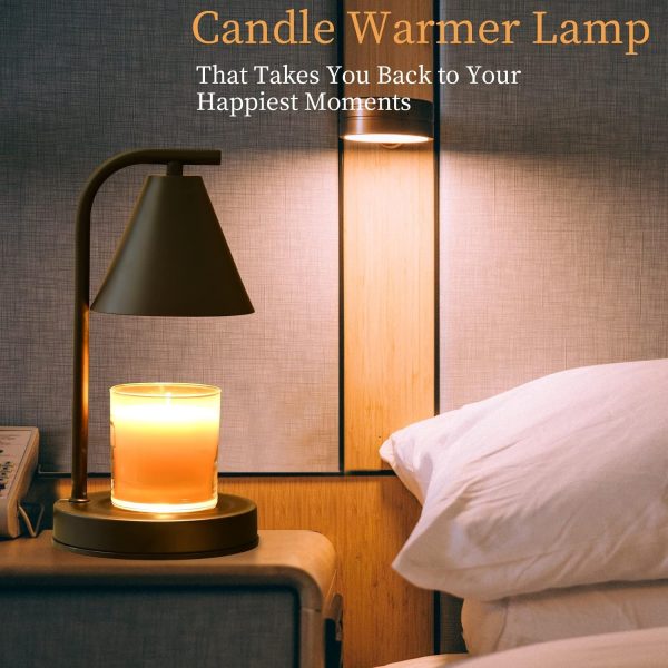 Candle Warmer Lamp, Electric Candle Lamp Warmer Gifts for Mom Women House Warming Gifts New Home Bedroom Decor Dimmable Wax Melt Warmer for Scented Wax with 2 Bulbs, Jar Candles (Black) - Image 7