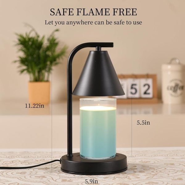 Candle Warmer Lamp, Electric Candle Lamp Warmer Gifts for Mom Women House Warming Gifts New Home Bedroom Decor Dimmable Wax Melt Warmer for Scented Wax with 2 Bulbs, Jar Candles (Black) - Image 8