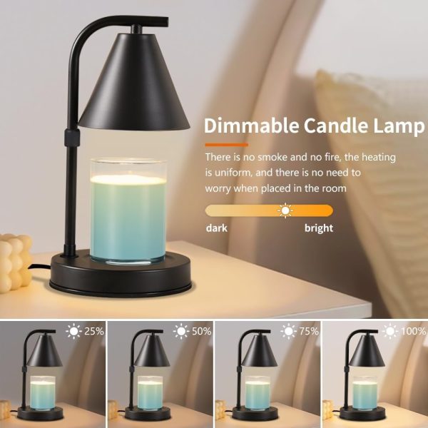 Candle Warmer Lamp, Electric Candle Lamp Warmer Gifts for Mom Women House Warming Gifts New Home Bedroom Decor Dimmable Wax Melt Warmer for Scented Wax with 2 Bulbs, Jar Candles (Black) - Image 19