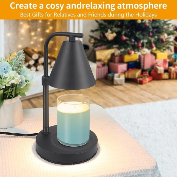 Candle Warmer Lamp, Electric Candle Lamp Warmer Gifts for Mom Women House Warming Gifts New Home Bedroom Decor Dimmable Wax Melt Warmer for Scented Wax with 2 Bulbs, Jar Candles (Black) - Image 21