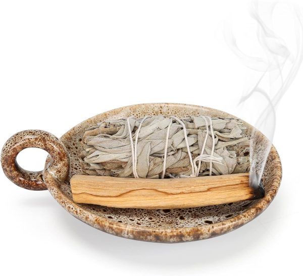 Sage Holder for Burning (Sage and Santo Palo Not Included), Sage Burner Bowl, Sage Stand, Smudge Bowl, Palo Santo Holder, Incense Holder, Incense Holder for Sticks,Sage Holder with Handle