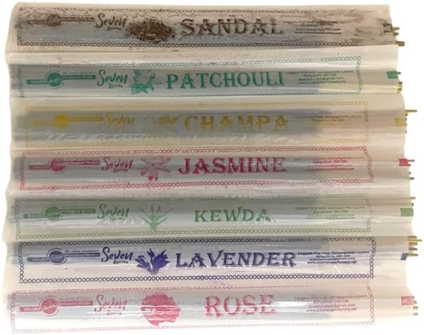 Seven Aromas - 210 Sticks - Sandal, Lavender. Rose, Jasmine, Champa, Patchouli and Kewda - Image 3