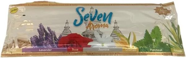 Seven Aromas - 210 Sticks - Sandal, Lavender. Rose, Jasmine, Champa, Patchouli and Kewda - Image 4