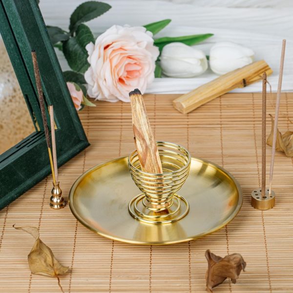 ZenBless 5 in 1 Incense Burner, Palo Santo Holder, Sage Holder, Incense Holder for Incense Sticks/Coil Incense/Incense Cones, 5.5 inches Brass Ash Catcher for Meditation Yoga Room - Image 8