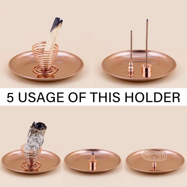 ZenBless 5 in 1 Incense Burner, Palo Santo Holder, Sage Holder, Incense Holder for Incense Sticks/Coil Incense/Incense Cones, 5.5 inches Brass Ash Catcher for Meditation Yoga Room - Image 28