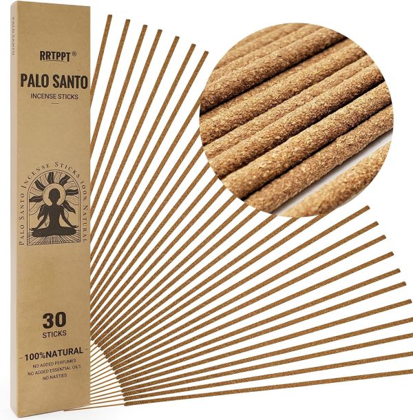 Palo Santo Incense Sticks (30 Sticks), 100% Natural sustainably harvested Peruvian Palo Santo, Suitable for Meditation, Relaxation, and Spiritual Purification