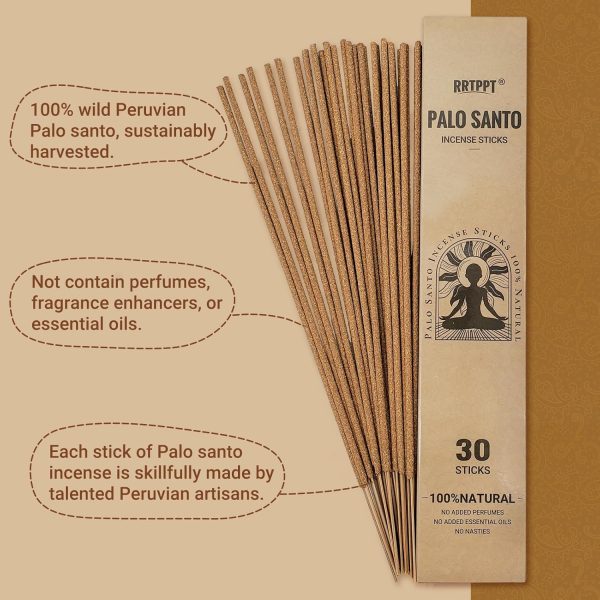 Palo Santo Incense Sticks (30 Sticks), 100% Natural sustainably harvested Peruvian Palo Santo, Suitable for Meditation, Relaxation, and Spiritual Purification - Image 4