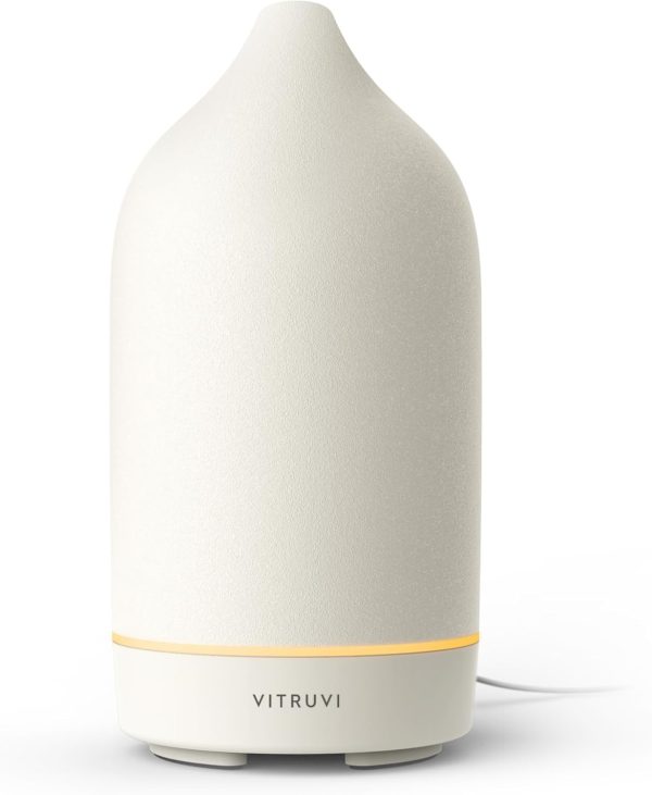 Vitruvi Stone Diffuser, Ceramic Ultrasonic Essential Oil Diffuser for Aromatherapy | Ceramic Diffuser, Diffusers for Home, Oil Diffuser, Room Decor | Black, 90ml Capacity - Image 8