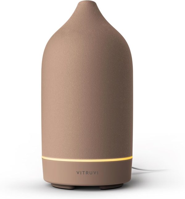 Vitruvi Stone Diffuser, Ceramic Ultrasonic Essential Oil Diffuser for Aromatherapy | Ceramic Diffuser, Diffusers for Home, Oil Diffuser, Room Decor | Black, 90ml Capacity - Image 14