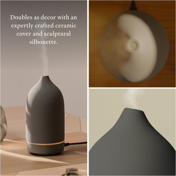 Vitruvi Stone Diffuser, Ceramic Ultrasonic Essential Oil Diffuser for Aromatherapy | Ceramic Diffuser, Diffusers for Home, Oil Diffuser, Room Decor | Black, 90ml Capacity - Image 25