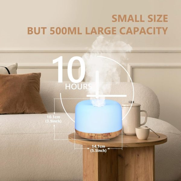 SACATR Essential Oil Diffusers for Home with 36 Oil Diffuser Sets, 500ml Aroma Diffuser for Essential Oils Large Room, Ultrasonic Cool Mist Diffuser Auto Shut-Off 4 Timers 15 Colors (36x5mL) - Image 3