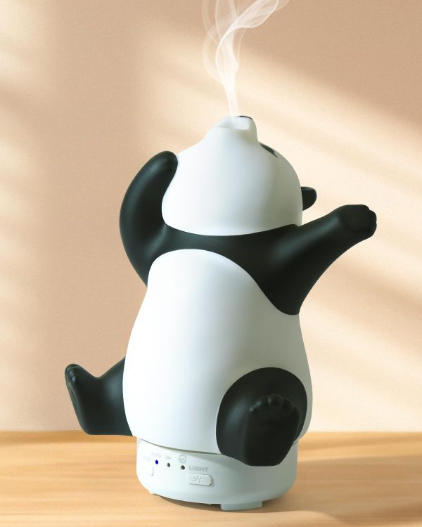 Panda Essential Oil Diffuser - Cute Rotatable Diffuser for Home with 7-Color Light, Aromatherapy Diffuser for Bedroom and Office