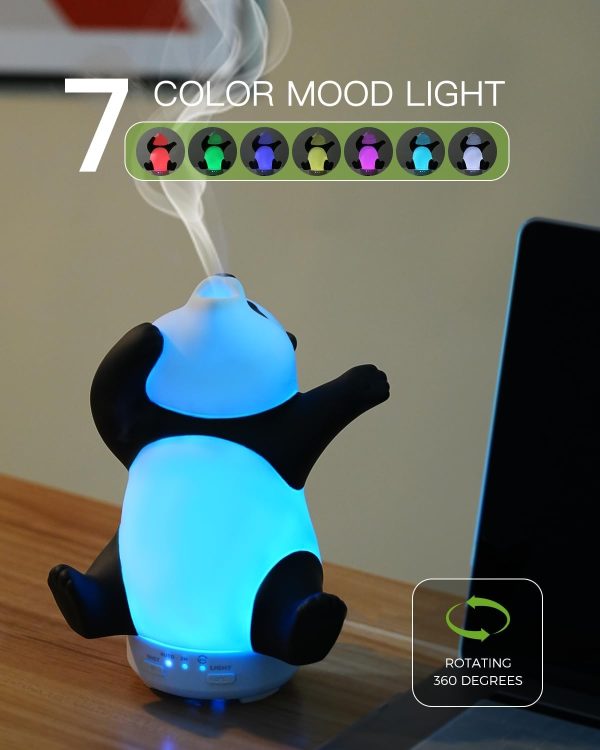 Panda Essential Oil Diffuser - Cute Rotatable Diffuser for Home with 7-Color Light, Aromatherapy Diffuser for Bedroom and Office - Image 3