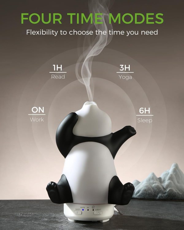 Panda Essential Oil Diffuser - Cute Rotatable Diffuser for Home with 7-Color Light, Aromatherapy Diffuser for Bedroom and Office - Image 5