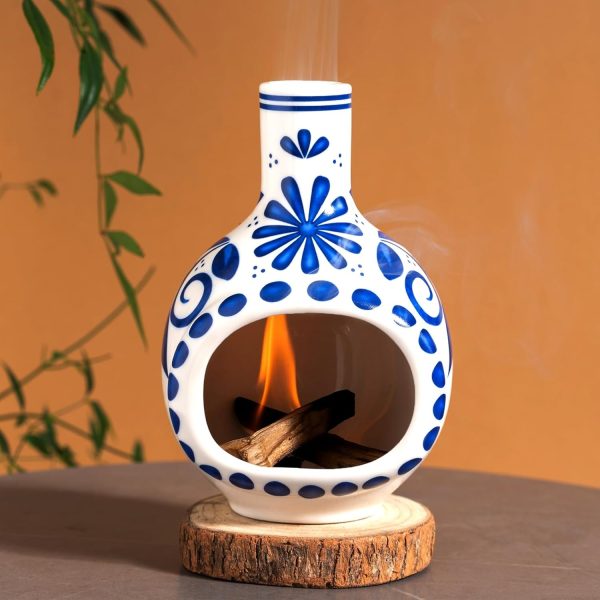 Handmade Ceramic Palo Santo Holder Burner - Mini Chimenea Incense Dish for Palo Santo and Sticks - Sage Holder for Meditation Decor