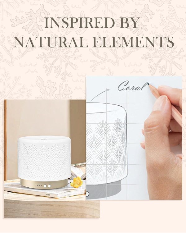 280ml Essential Oil Diffuser Ceramic Fragrance Diffusers for Essential Oil, Ultrasonic Cool Mist Aromatherapy Diffuser with Auto Shut-Off,Ideal for Home, Office, SPA, Yoga & Bedroom - Image 4