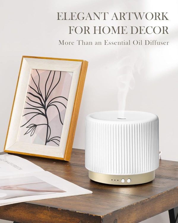 280ml Essential Oil Diffuser Ceramic Fragrance Diffusers for Essential Oil, Ultrasonic Cool Mist Aromatherapy Diffuser with Auto Shut-Off,Ideal for Home, Office, SPA, Yoga & Bedroom - Image 14