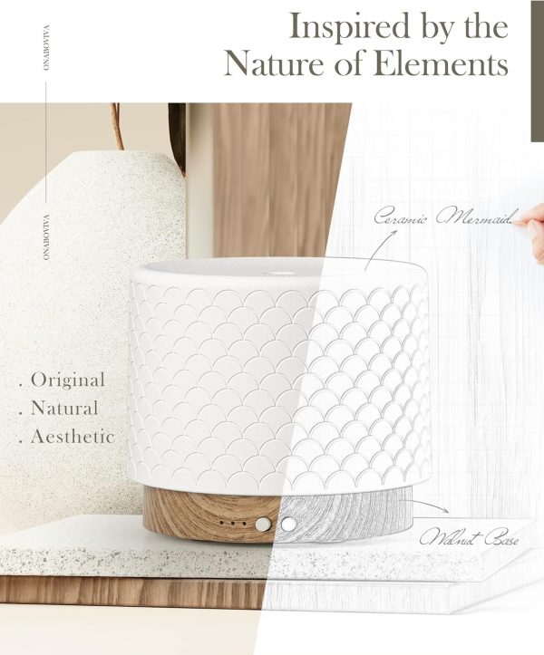 280ml Essential Oil Diffuser Ceramic Fragrance Diffusers for Essential Oil, Ultrasonic Cool Mist Aromatherapy Diffuser with Auto Shut-Off,Ideal for Home, Office, SPA, Yoga & Bedroom - Image 16