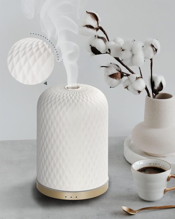 280ml Essential Oil Diffuser Ceramic Fragrance Diffusers for Essential Oil, Ultrasonic Cool Mist Aromatherapy Diffuser with Auto Shut-Off,Ideal for Home, Office, SPA, Yoga & Bedroom - Image 24