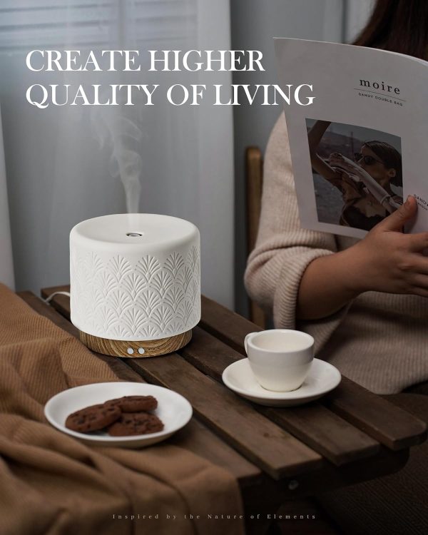 280ml Essential Oil Diffuser Ceramic Fragrance Diffusers for Essential Oil, Ultrasonic Cool Mist Aromatherapy Diffuser with Auto Shut-Off,Ideal for Home, Office, SPA, Yoga & Bedroom - Image 46