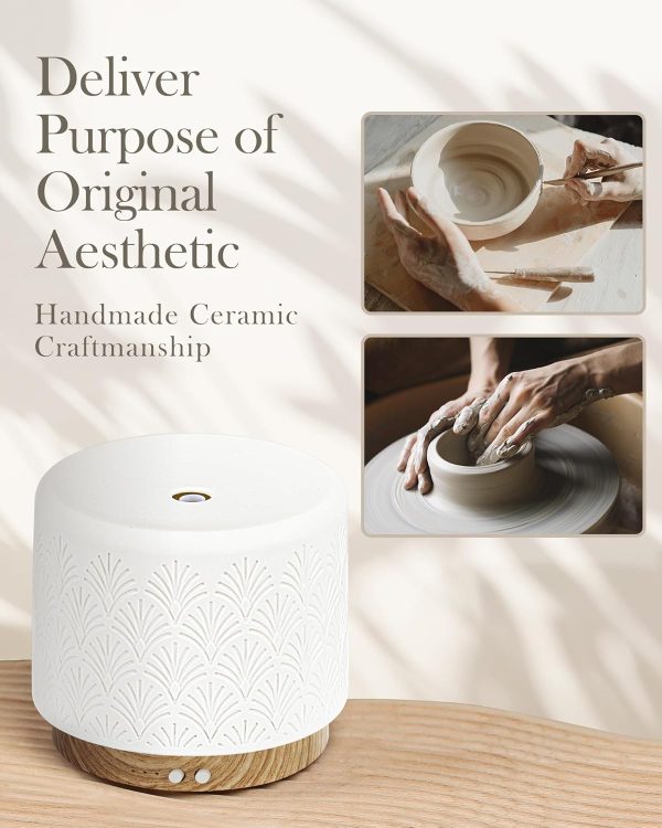 280ml Essential Oil Diffuser Ceramic Fragrance Diffusers for Essential Oil, Ultrasonic Cool Mist Aromatherapy Diffuser with Auto Shut-Off,Ideal for Home, Office, SPA, Yoga & Bedroom - Image 49