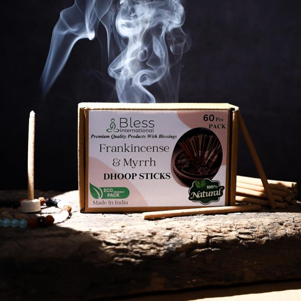 Bless-International Frankincense-and-Myrrh-100%-Natural-Incense-Bambooless-Dhoop-Sticks Handmade-Organic-Chemicals-Free for-Relaxation-Positivity-Yoga-Meditation The-Best-scents-4.5-Inches-60-Count - Image 3