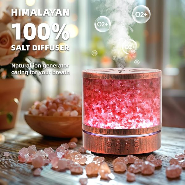 Essential Oil Diffusers, Himalayan Pink Salt Aromatherapy Diffusers, Diffusers for Essential Oils Large Room HomeCool Mist Humidifier with Safe Auto Shut-Off and 7 Color LED Night Lights, 400ml - Image 3