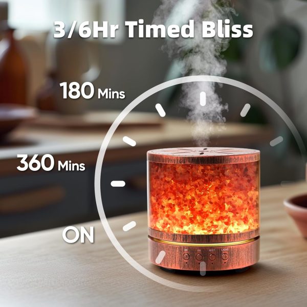 Essential Oil Diffusers, Himalayan Pink Salt Aromatherapy Diffusers, Diffusers for Essential Oils Large Room HomeCool Mist Humidifier with Safe Auto Shut-Off and 7 Color LED Night Lights, 400ml - Image 5