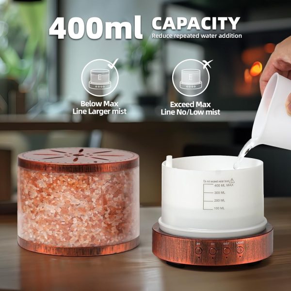 Essential Oil Diffusers, Himalayan Pink Salt Aromatherapy Diffusers, Diffusers for Essential Oils Large Room HomeCool Mist Humidifier with Safe Auto Shut-Off and 7 Color LED Night Lights, 400ml - Image 7