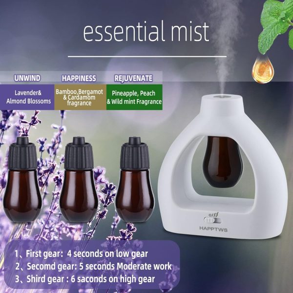 Waterless Essential Oil Diffuser - 3 Time Settings, Adjustable Mist, Rechargeable & Portable - Ideal for Bedroom, Yoga Room, Office - Image 3