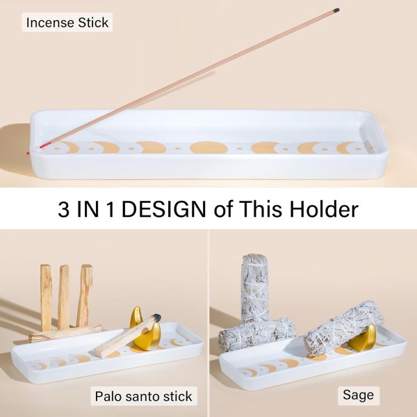 ZenBless Incense Holder Multifunction Incense Burner for Burning Palo Santo,Sage Smudge, Incense Sticks,Handcrafted Ceramic Moon Phase Insence-Stick Holder, Ideal for Spiritual Meditation Yoga Gift - Image 5