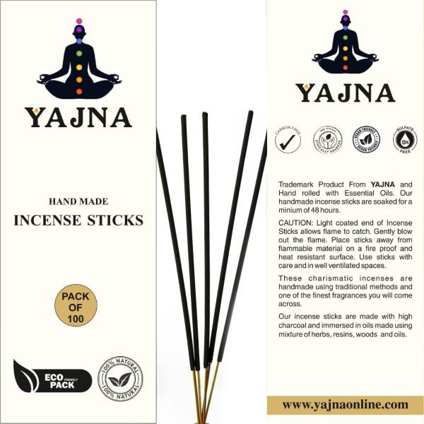 Yajna-Frankincense-and-Myrrh 100%-Natural-Handmade-Hand-Dipped-Incense-Sticks Organic-Chemicals-Free for-Purification-Relaxation-Positivity-Yoga-Meditation The-Best-Woods-Scent (100 Sticks (150GM)) - Image 3