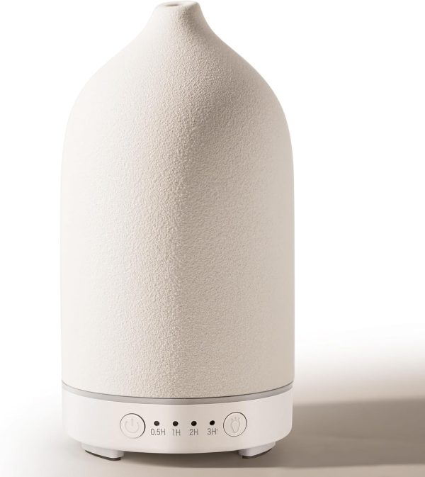 Diffuserlove Ceramic Diffuser 160ML Essential Oil Diffusers Aromatherapy Essential Oil Diffuser for Room Air Diffuser for Home Bedroom Stone Diffuser White (Size:6.8" H x 3.6" W)