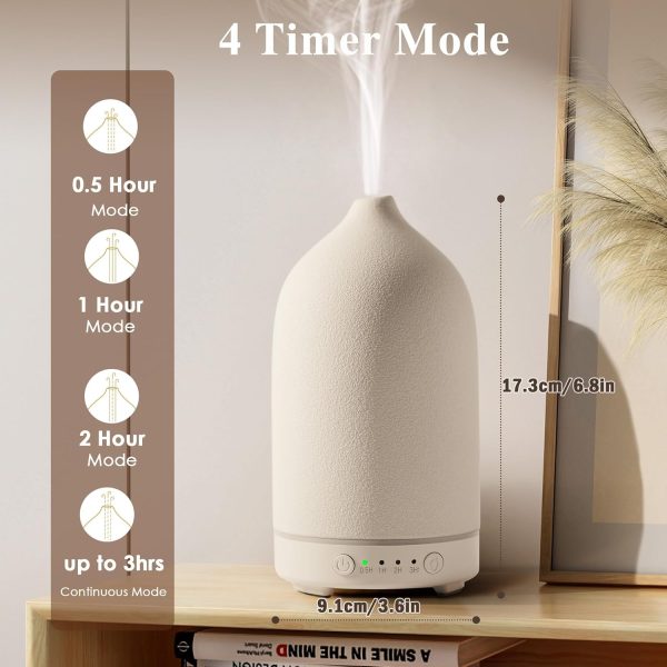 Diffuserlove Ceramic Diffuser 160ML Essential Oil Diffusers Aromatherapy Essential Oil Diffuser for Room Air Diffuser for Home Bedroom Stone Diffuser White (Size:6.8" H x 3.6" W) - Image 6