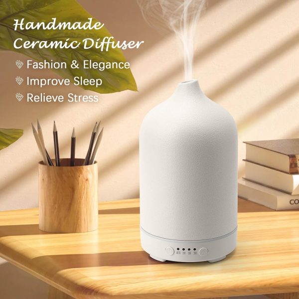 Diffuserlove Ceramic Diffuser 160ML Essential Oil Diffusers Aromatherapy Essential Oil Diffuser for Room Air Diffuser for Home Bedroom Stone Diffuser White (Size:6.8" H x 3.6" W) - Image 9