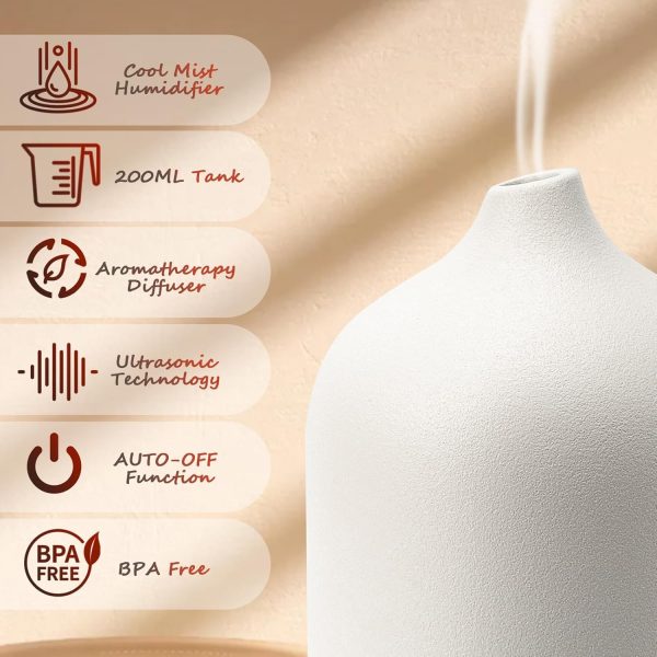 Diffuserlove Ceramic Diffuser 160ML Essential Oil Diffusers Aromatherapy Essential Oil Diffuser for Room Air Diffuser for Home Bedroom Stone Diffuser White (Size:6.8" H x 3.6" W) - Image 10