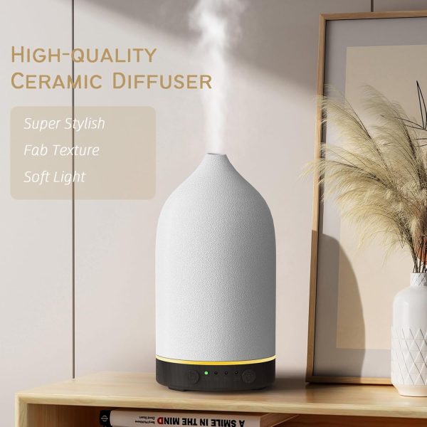 Diffuserlove Ceramic Diffuser 160ML Essential Oil Diffusers Aromatherapy Essential Oil Diffuser for Room Air Diffuser for Home Bedroom Stone Diffuser White (Size:6.8" H x 3.6" W) - Image 16