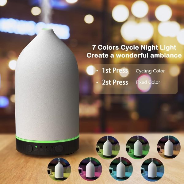 Diffuserlove Ceramic Diffuser 160ML Essential Oil Diffusers Aromatherapy Essential Oil Diffuser for Room Air Diffuser for Home Bedroom Stone Diffuser White (Size:6.8" H x 3.6" W) - Image 18