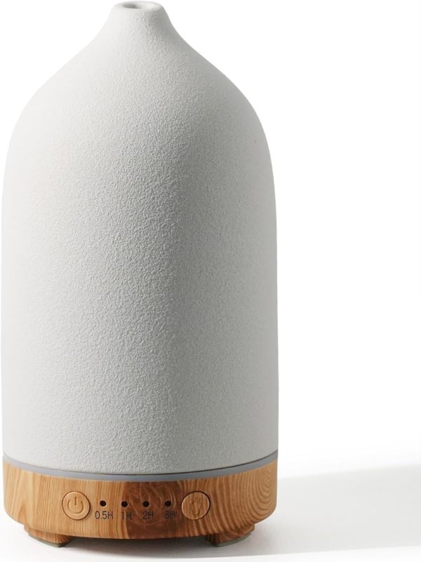 Diffuserlove Ceramic Diffuser 160ML Essential Oil Diffusers Aromatherapy Essential Oil Diffuser for Room Air Diffuser for Home Bedroom Stone Diffuser White (Size:6.8" H x 3.6" W) - Image 27