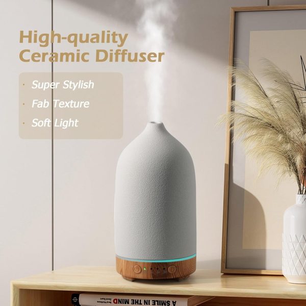 Diffuserlove Ceramic Diffuser 160ML Essential Oil Diffusers Aromatherapy Essential Oil Diffuser for Room Air Diffuser for Home Bedroom Stone Diffuser White (Size:6.8" H x 3.6" W) - Image 28