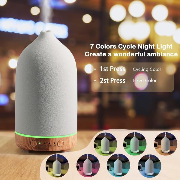 Diffuserlove Ceramic Diffuser 160ML Essential Oil Diffusers Aromatherapy Essential Oil Diffuser for Room Air Diffuser for Home Bedroom Stone Diffuser White (Size:6.8" H x 3.6" W) - Image 30