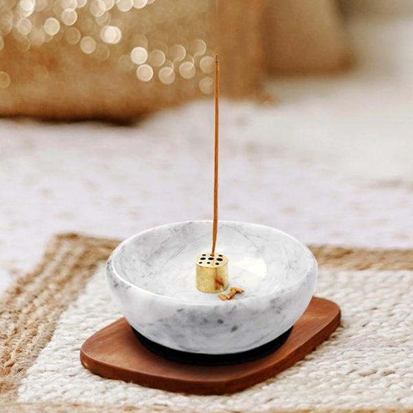 Natural Marble Incense Holder, Incense Holder for Sticks and Backflow Incense, Handmade Stick Incense Holder Ideal for Smudging, Incense Burning, Decoration.Easily Grab All Incense Ash (Black) - Image 9