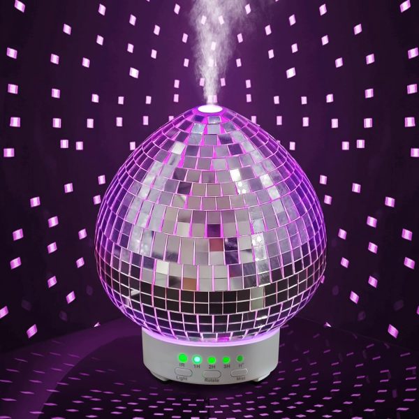 Disco Ball Essential Oils Diffuser RotatingScent Cute Diffusers for Home with Whisper QuietAromatherapy Diffuser with 7 Colors Light & Timer,for Party Holiday Decor Office Bedroom Night Light 100ML