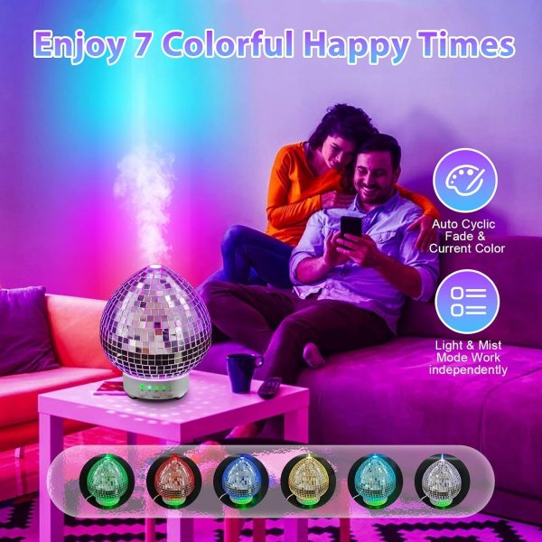 Disco Ball Essential Oils Diffuser RotatingScent Cute Diffusers for Home with Whisper QuietAromatherapy Diffuser with 7 Colors Light & Timer,for Party Holiday Decor Office Bedroom Night Light 100ML - Image 5