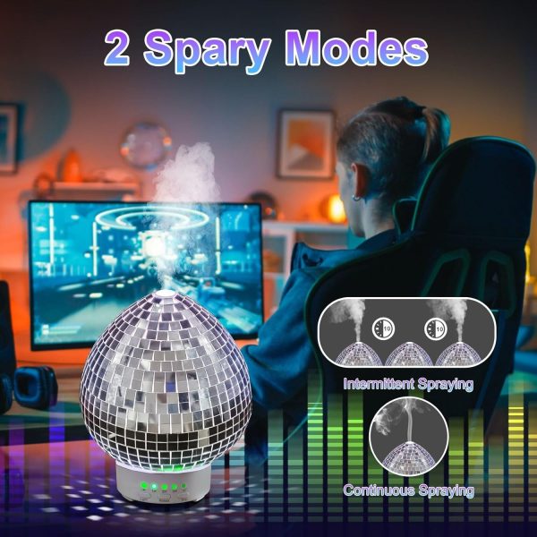 Disco Ball Essential Oils Diffuser RotatingScent Cute Diffusers for Home with Whisper QuietAromatherapy Diffuser with 7 Colors Light & Timer,for Party Holiday Decor Office Bedroom Night Light 100ML - Image 7