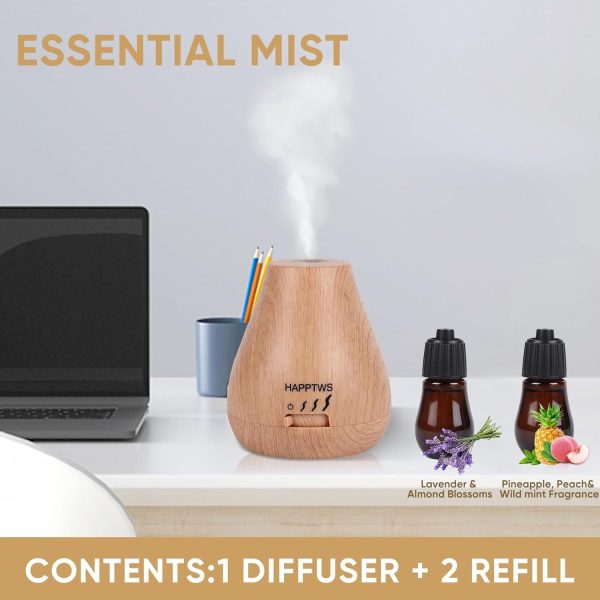 HAPPTWS Waterless Essential Oil Diffuser - 3 Adjustable Fog Levels, Rechargeable, Suitable for Bedrooms, Bathrooms, Pet Rooms, Cars - Black - Image 9