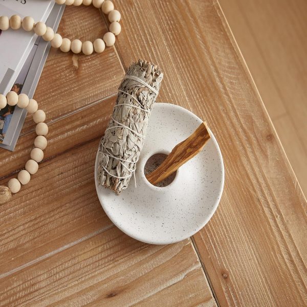 Speckled Ceramic Palo Santo Holder,White Sage Smudge Bowl, Ash Catcher for Sage Sticks and Palo Santo Sticks - Image 6