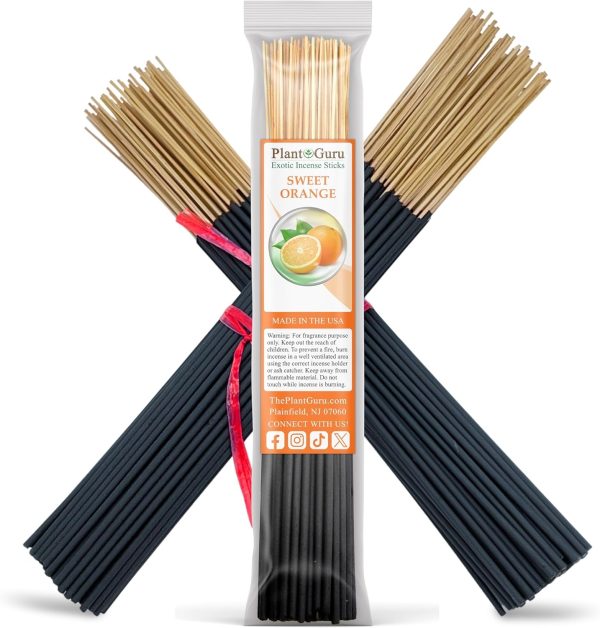 Sweet Orange Incense Sticks 11" - 1 Bundle 85 to 100 Sticks - Smooth and Clean Long Burn Time, 45 to 60 Minutes.