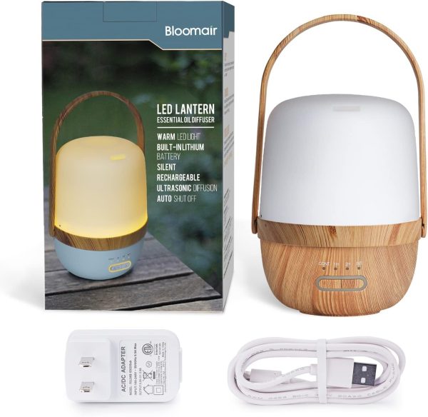 Cordless Essential Oil Diffusers, Rechargeable Diffusers for Essential Oils, Wireless Aromatherapy Diffuser with Warm Light, Portable Ultrasonic Diffuser for Camping Travel Home - Wood - Image 8